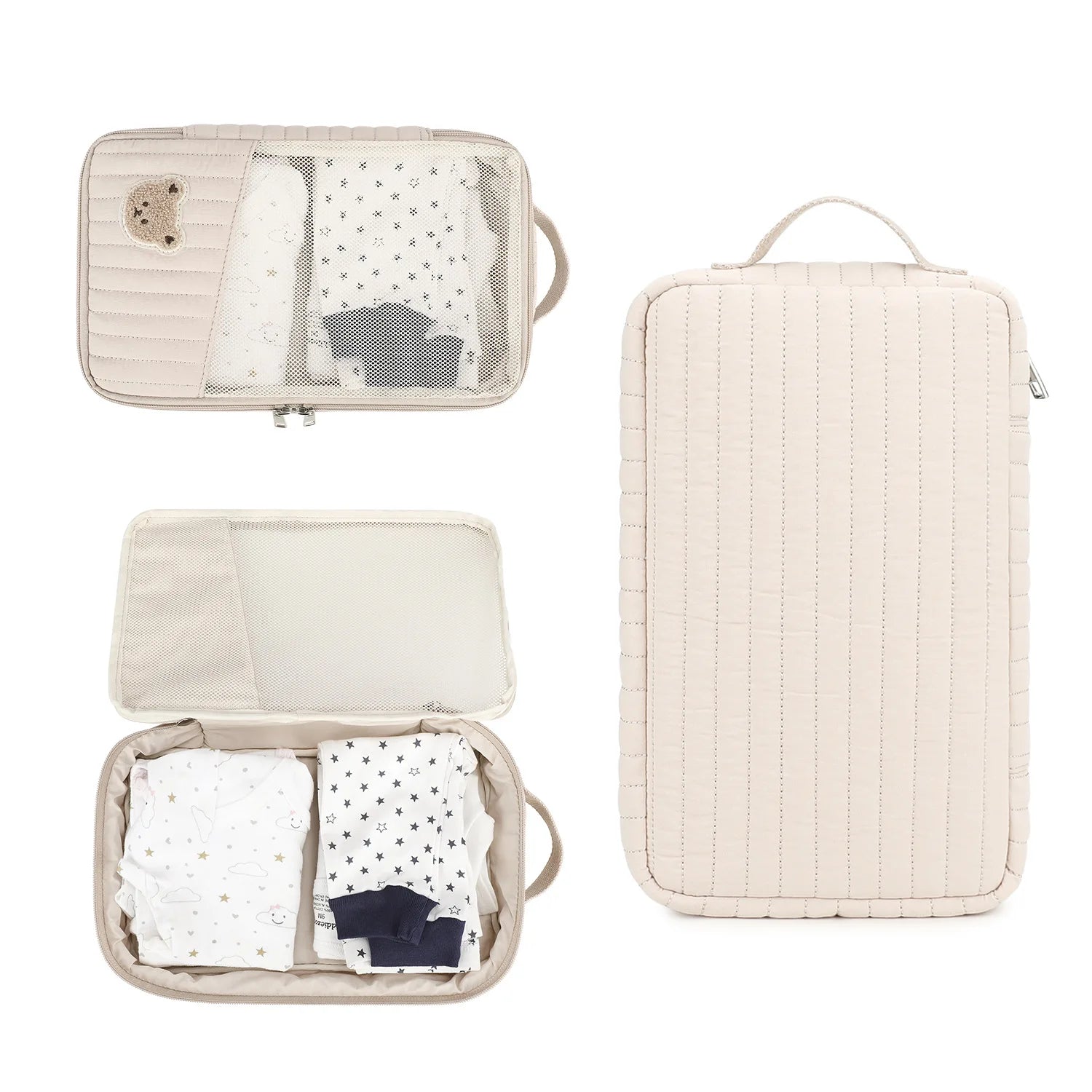 Cute Diaper Bag for Stroller Hanging Bag Separate Storage for Baby Clothes and Diapers Travel Change and Washing Storage Bag